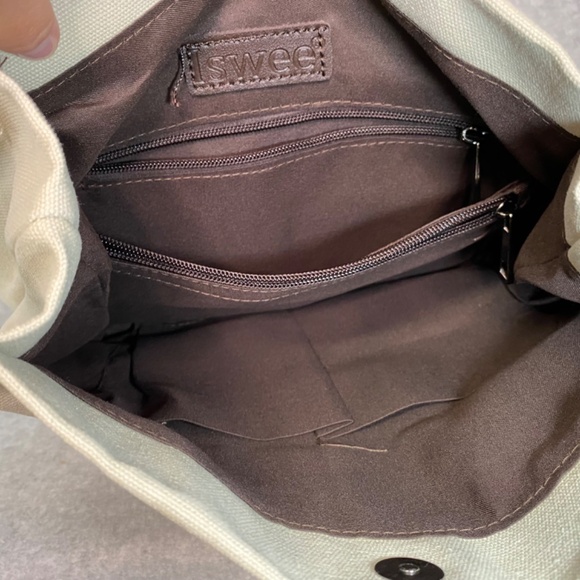 Iswee Canvas Two Handle Purse Magnetic Close 12" X 11" - Picture 9 of 10